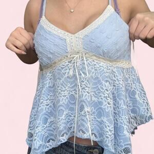 Baby blue lace tank top